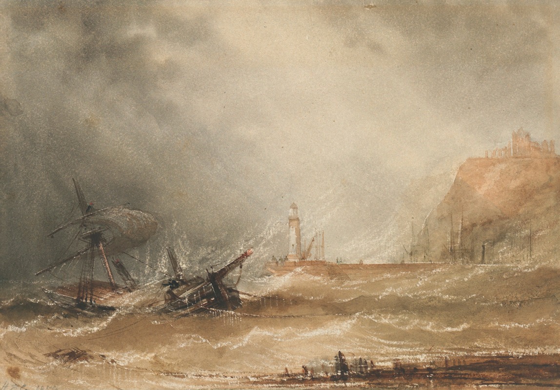 Henry Barlow Carter - A ship off Whitby in a storm