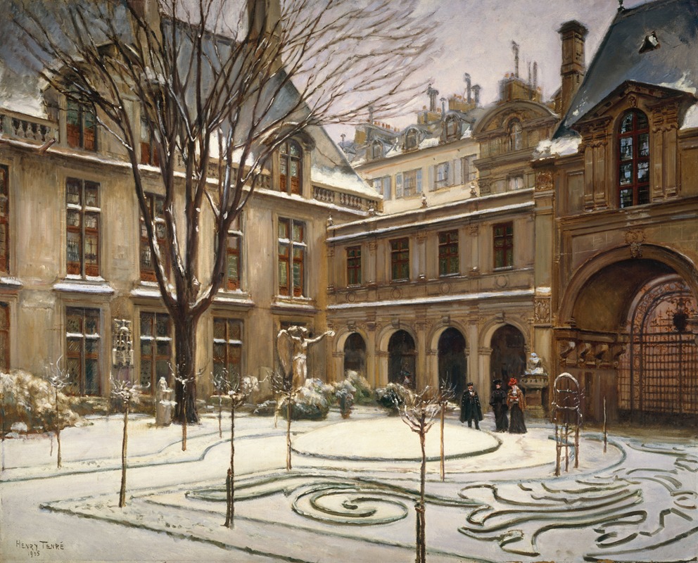 Henry Tenré - Le jardin du musée Carnavalet ; effet de neige