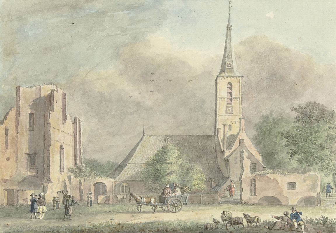 Hermanus Petrus Schouten - Kerk en ruïne van de abdij te Rijnsburg
