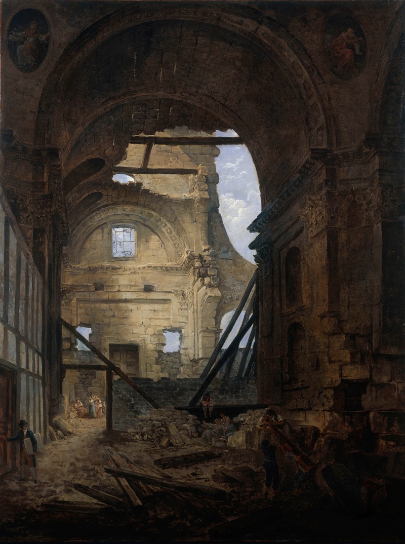 Hubert Robert - La chapelle de la Sorbonne avec la voûte de la nef effondrée