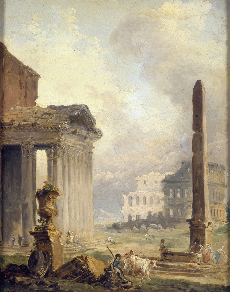 Ruines romaines, le Forum avec le Colisée et l'Obélisque by Hubert ...