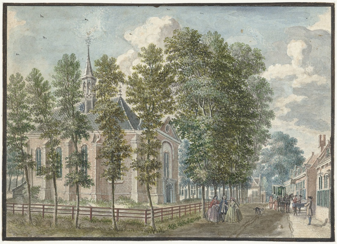 Jan de Beijer - Gezicht op de kerk van Bloemendaal