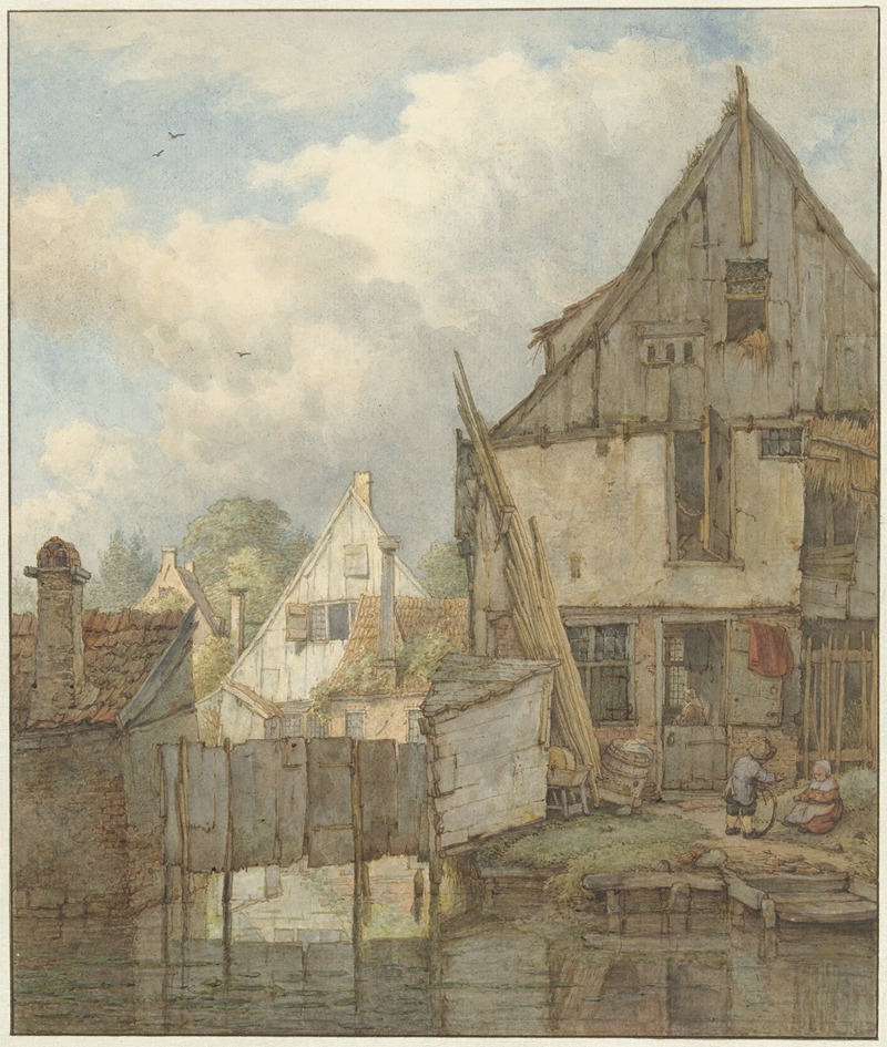 Jan Hulswit - Vervallen huizen aan het water