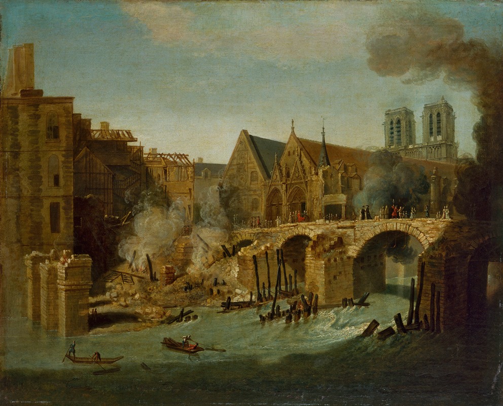 Jean-Baptiste Oudry - Le Petit-Pont, après l’incendie de 1718