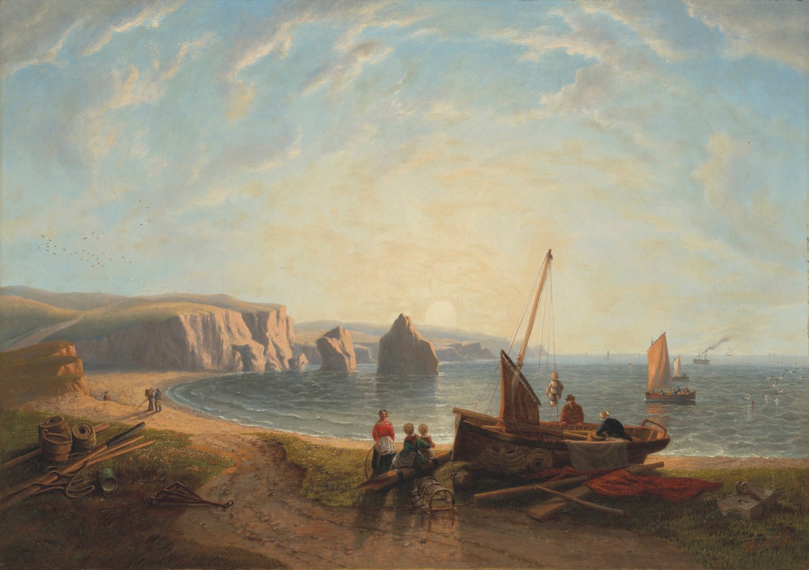 John Wilson Carmichael - Unloading the catch in Freshwater Bay