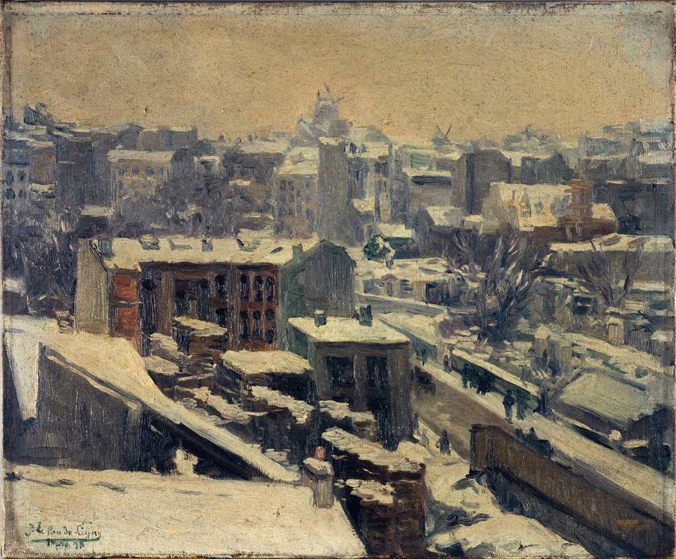 Joseph Le Pan de Ligny - Montmartre sous la neige (emplacement du nouvel hippodrome)