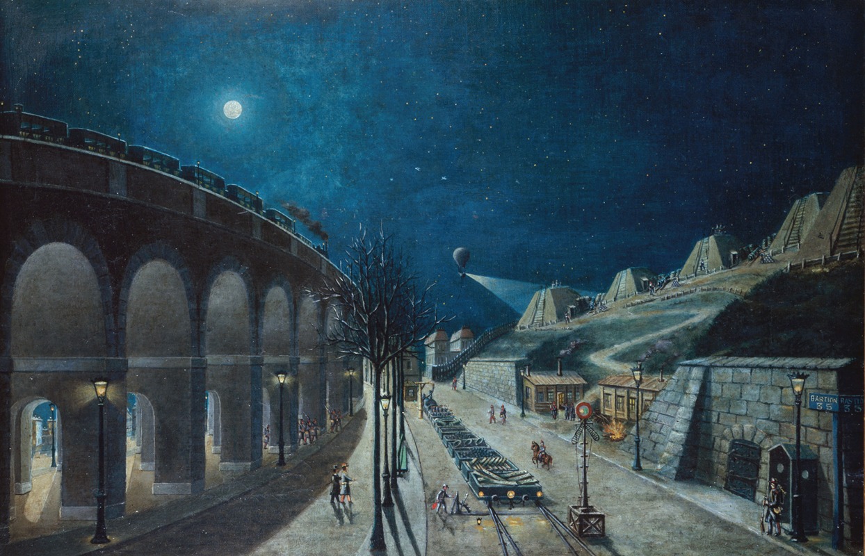 Jules Mary - Le Viaduc du point-du-Jour et le Bastion 35, en mars 1870