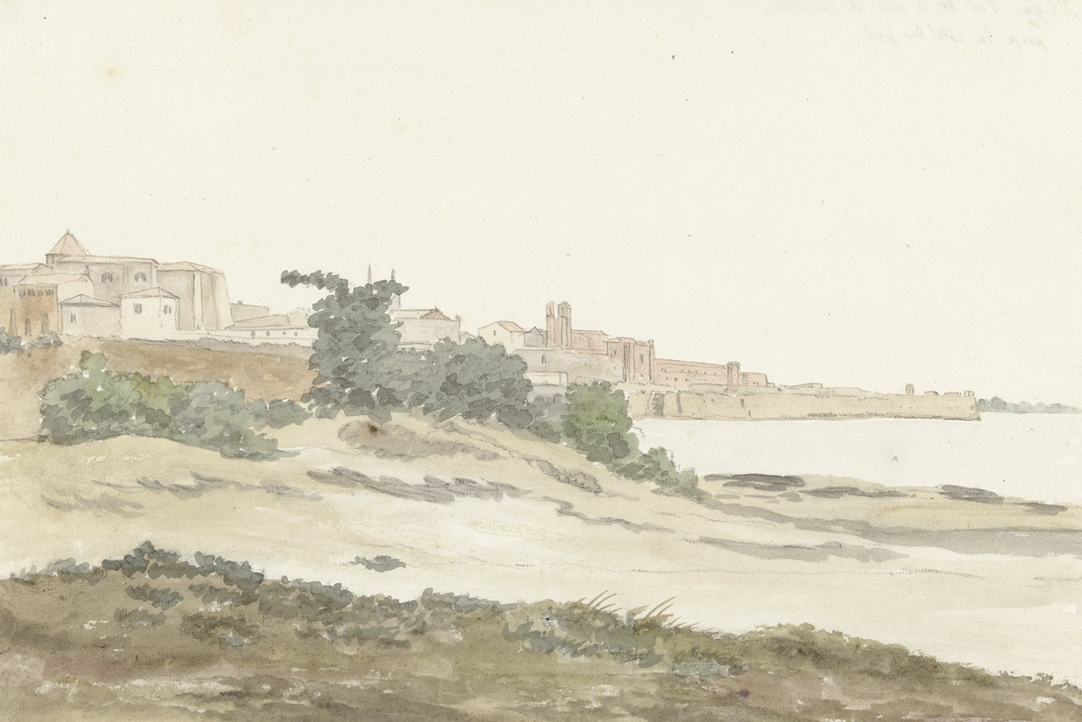 Abraham-Louis-Rodolphe Ducros - Gezicht op Barletta gelegen aan de kust