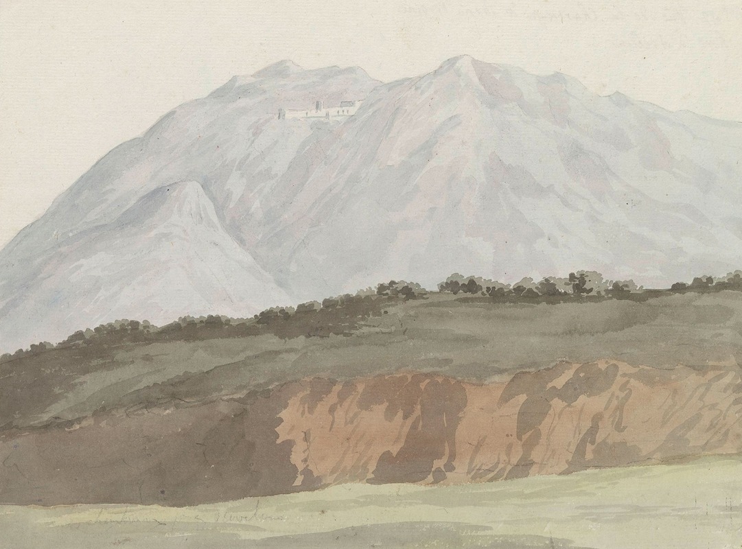 Abraham-Louis-Rodolphe Ducros - Gezicht op kartuizerklooster van Monte Vergine hoog gelegen boven Avellino