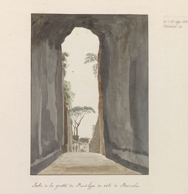 Abraham-Louis-Rodolphe Ducros - Uitgang van grot Crypta Neapolitana (of Grotta di Posillipo) aan de kust van Pozzuoli