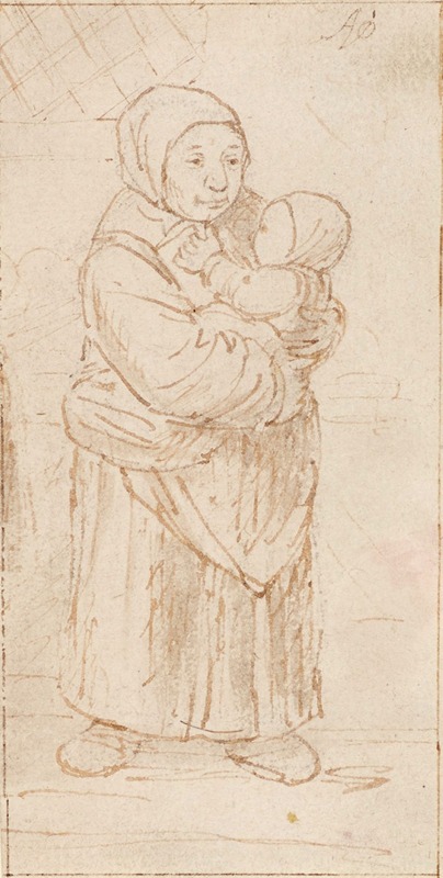 Adriaen van Ostade - Standing Woman Cradling a Child
