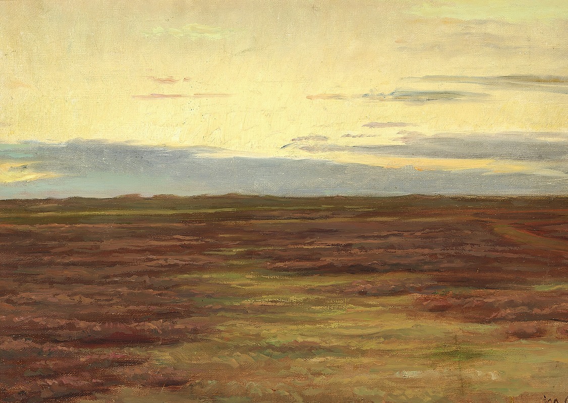 Michael Ancher - Solnedgang over Brovandene syd for Skagen
