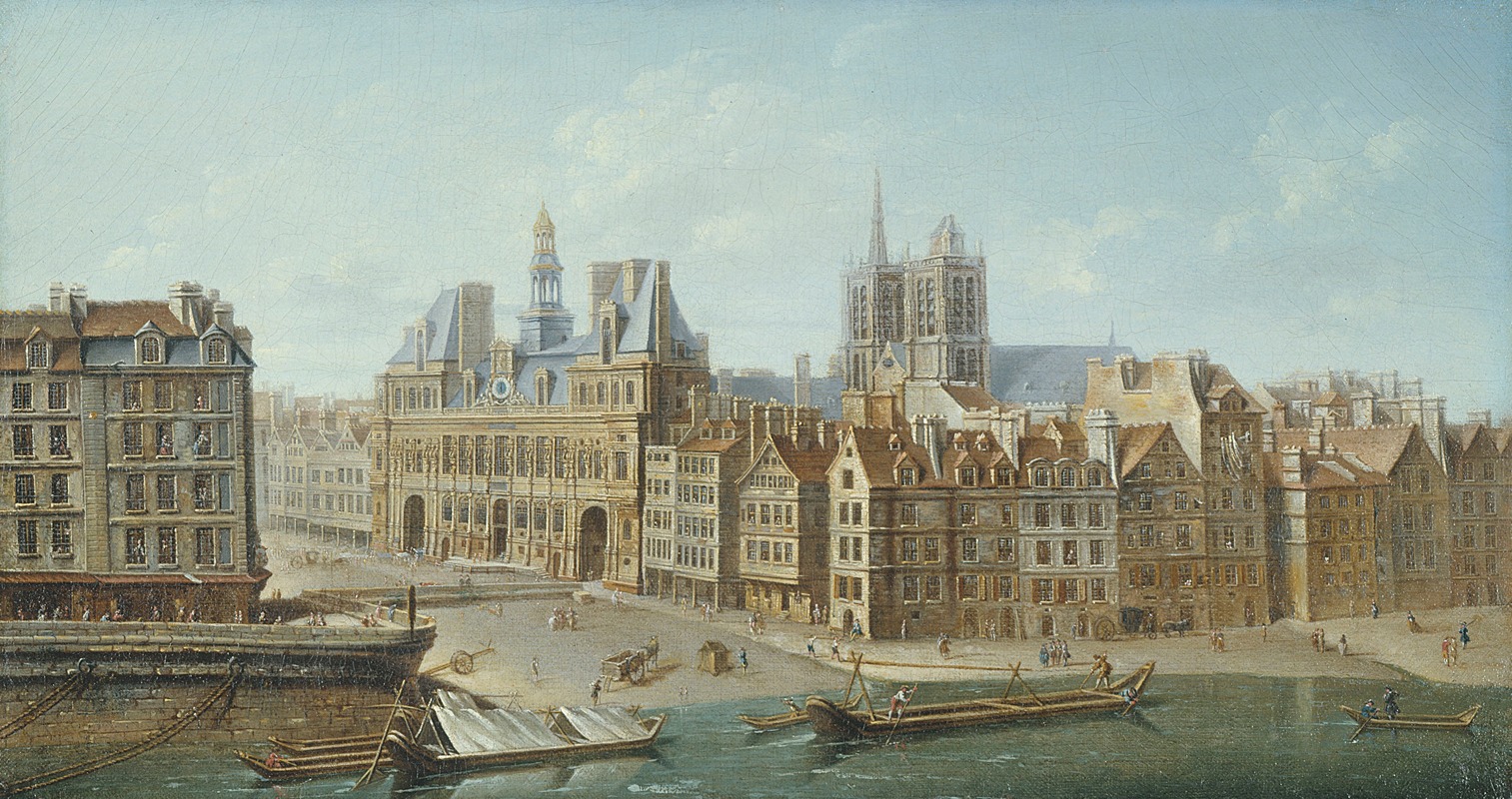 Nicolas Jean-Baptiste Raguenet - L’Hôtel de Ville et la place de Grève (actuelle place de l’Hôtel de Ville)