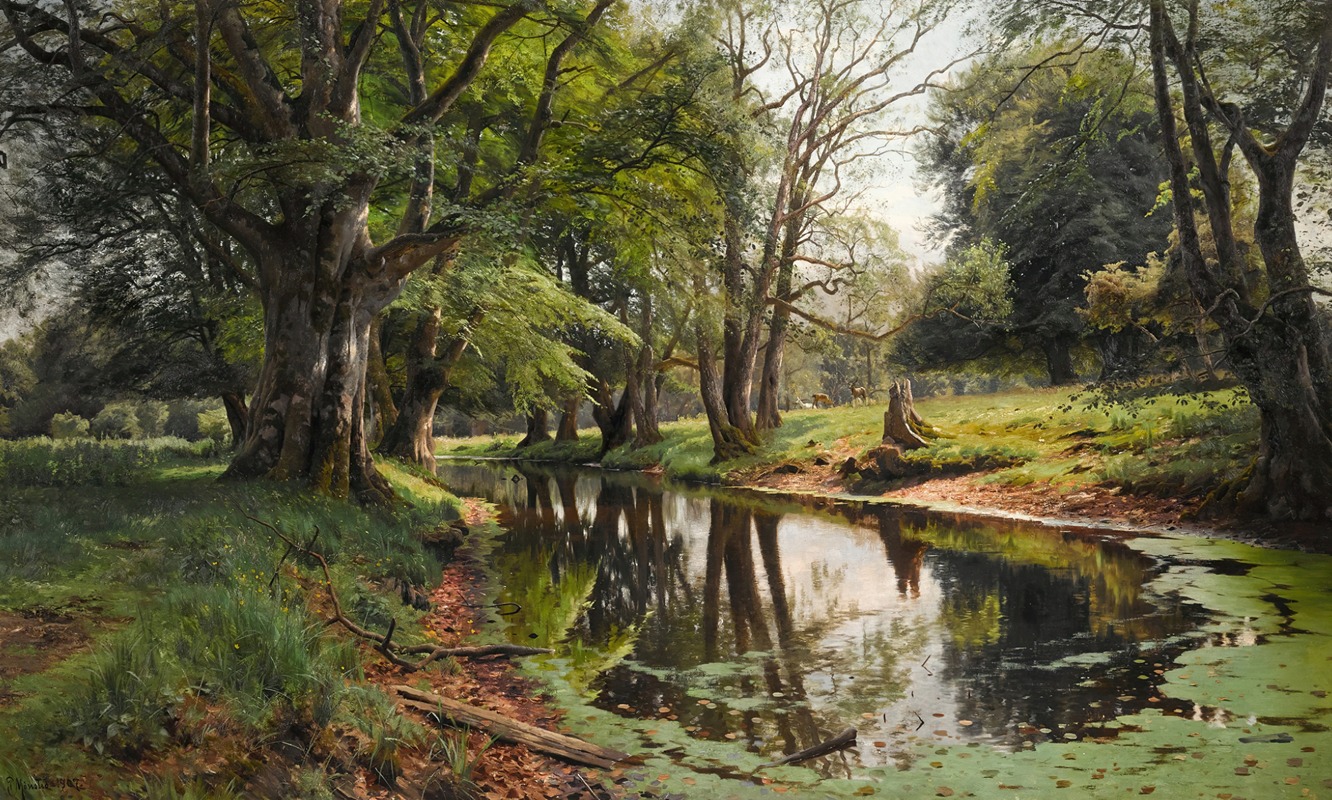 Peder Mørk Mønsted - A Woodland Stream on a Summer Day