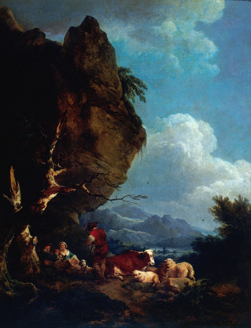 Philip James de Loutherbourg - Paysage animé de bergers