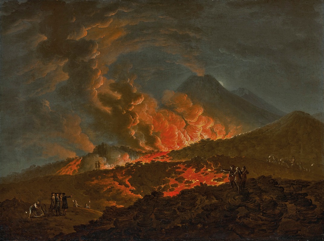 Pietro Fabris - Vesuvius erupting at night