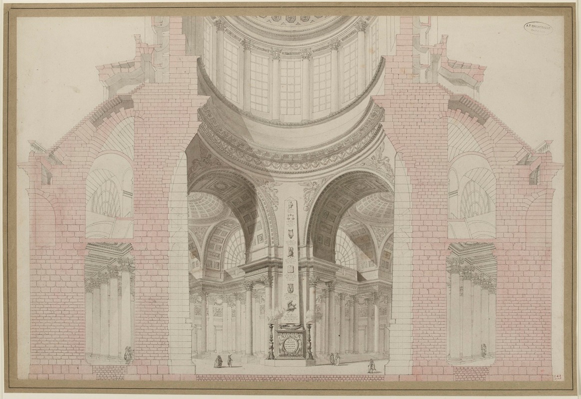 Alexandre Théodore Brongniart - Coupole du Panthéon, coupe, projet de décoration intérieure