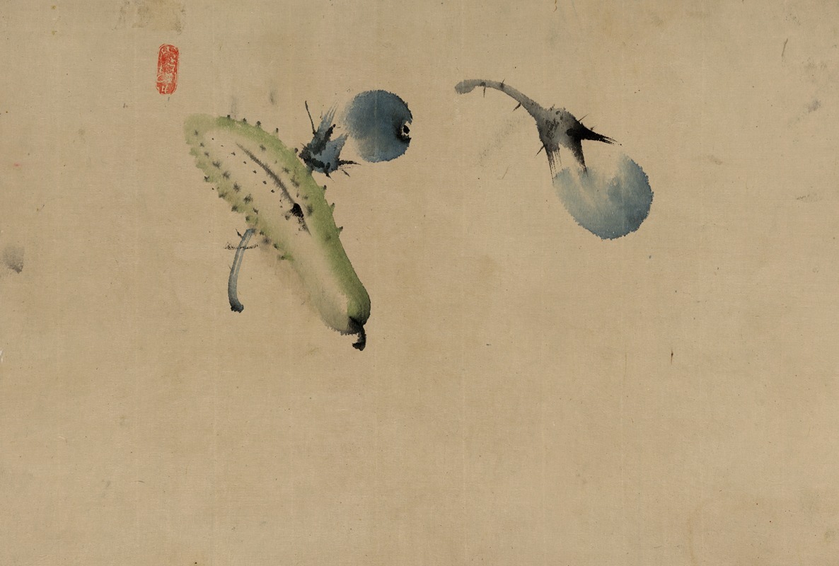 Katsushika Hokusai - Cucumber or squash and eggplant