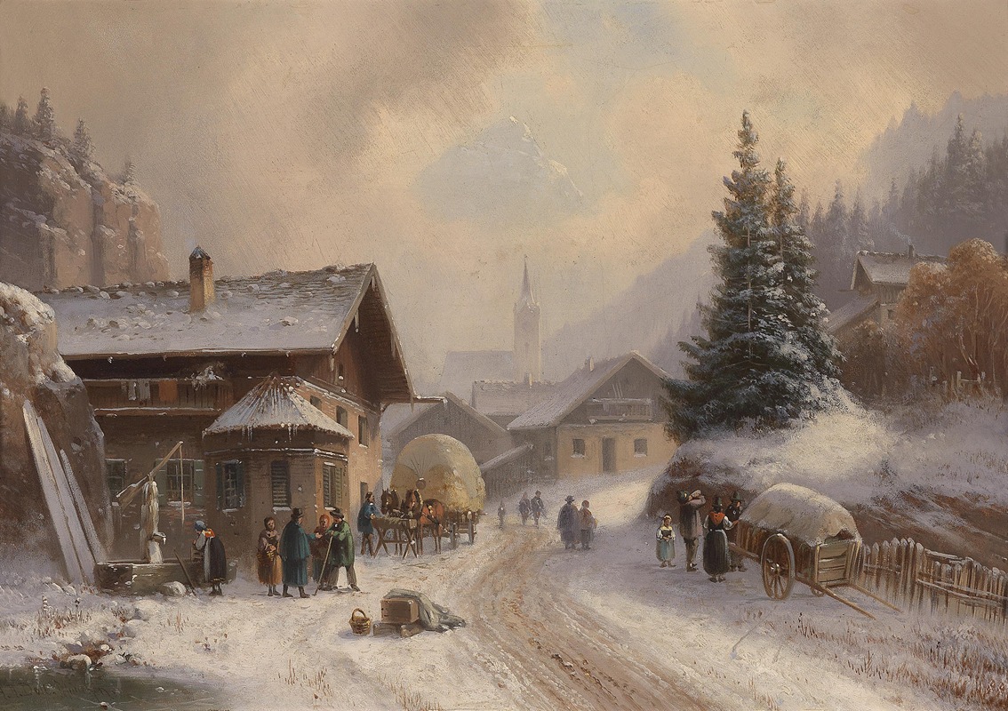 Anton Doll - Dorfstraße im Winter