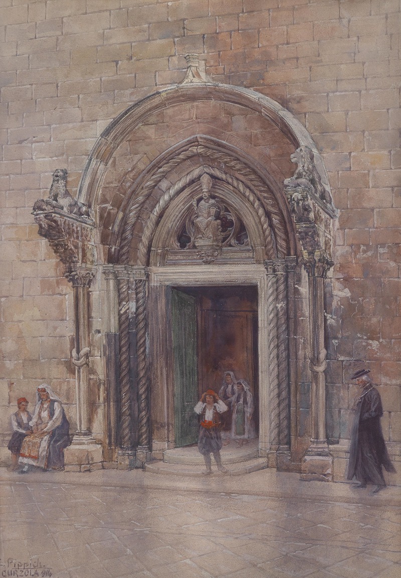 Carl Pippich - Eingang zum Dom von Curzola
