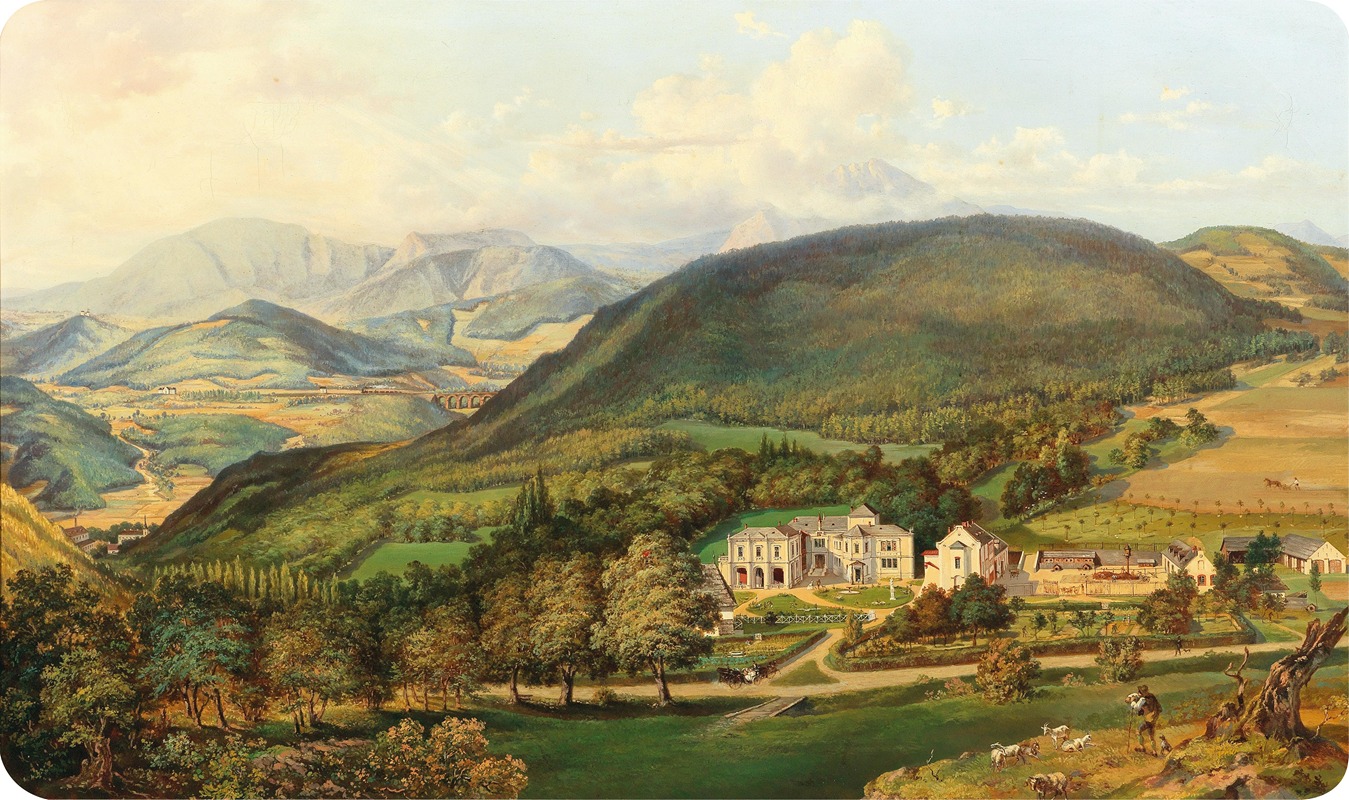 Carl Thöndel - View of the St. Christoph Estate, St. Christophen near Prigglitz, Lower Austria