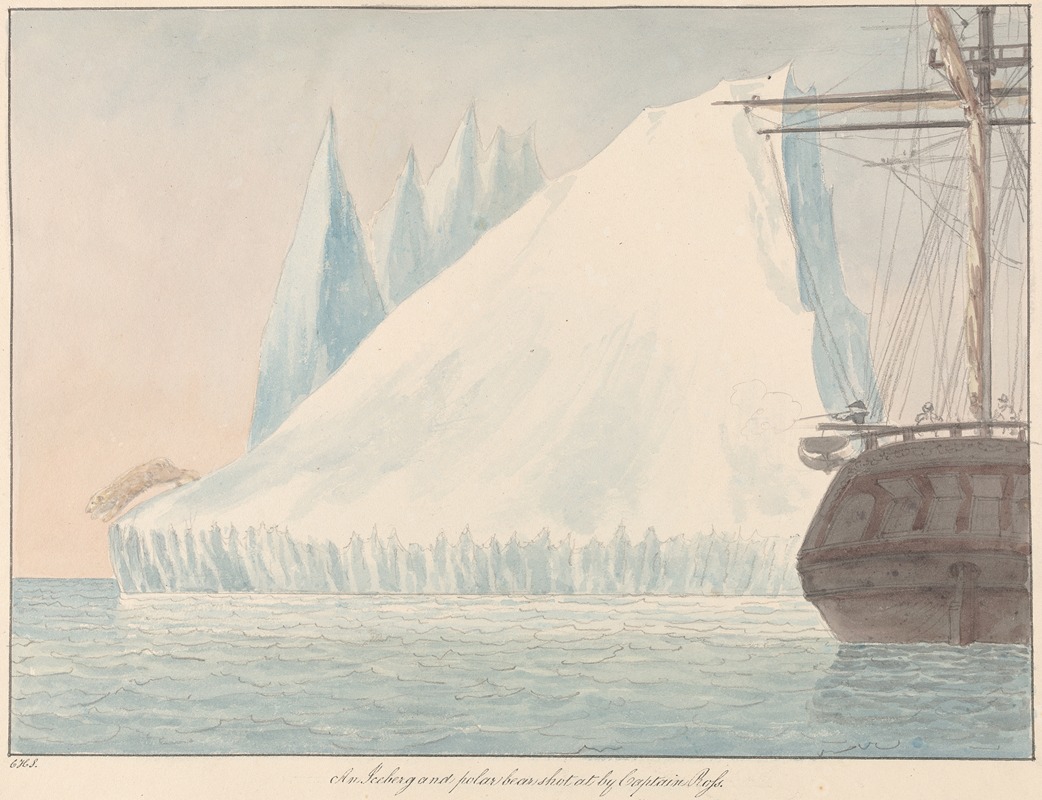 Charles Hamilton Smith - An Iceberg and Polar Bear Shot at by Captain Ross