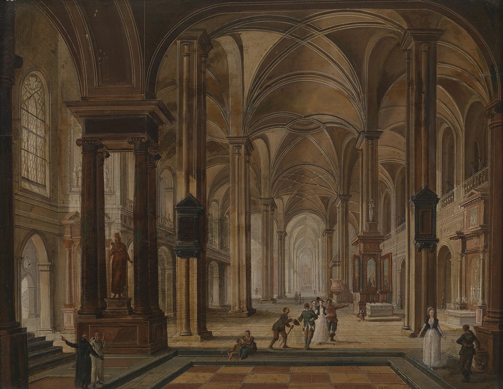 Christian Stöcklin - Kircheninterieur mit eleganten Personen