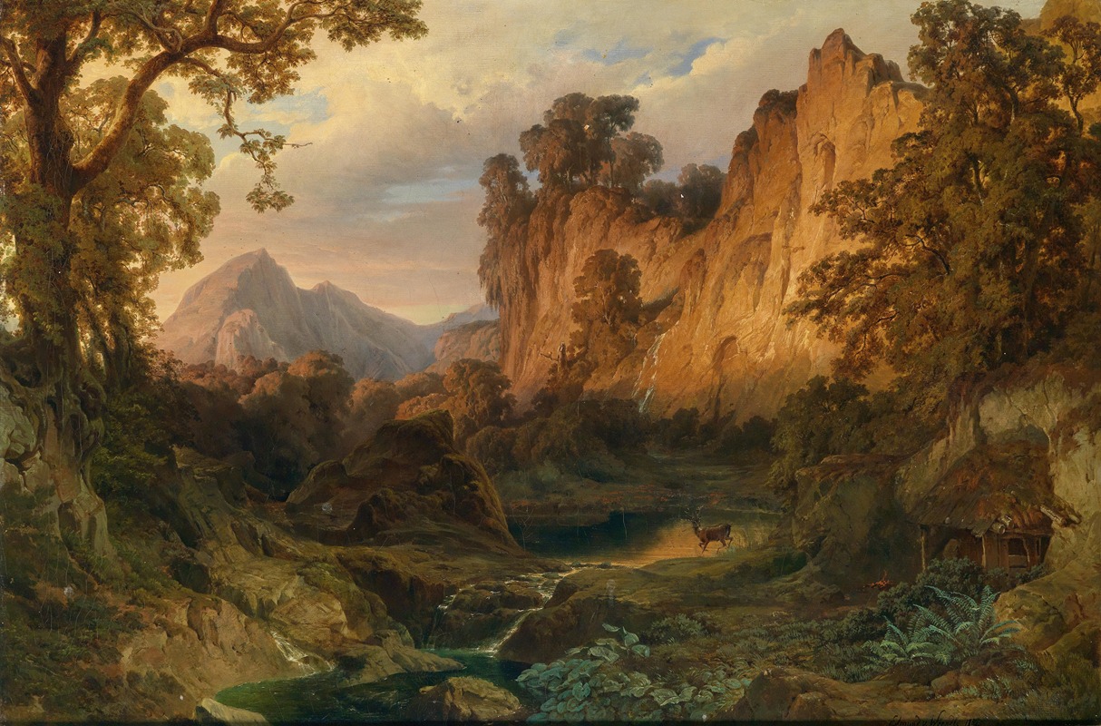 Edmund Von Wörndle - Romantische Landschaft im Abendlicht