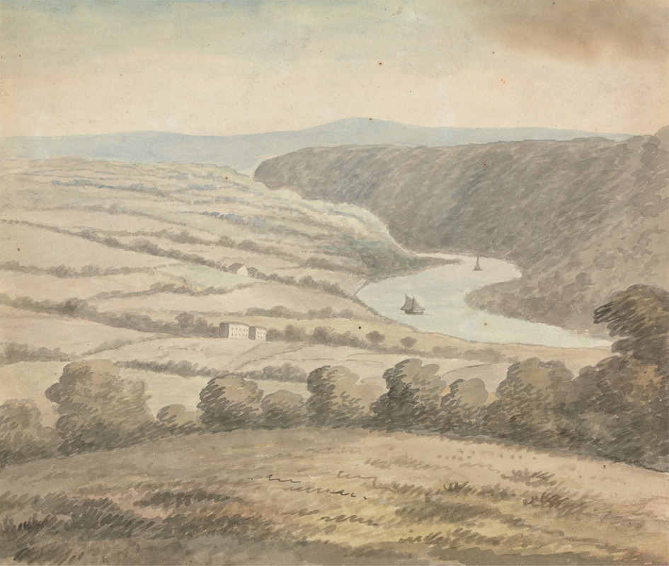 Edward Francis Burney - River Landscape with Boats