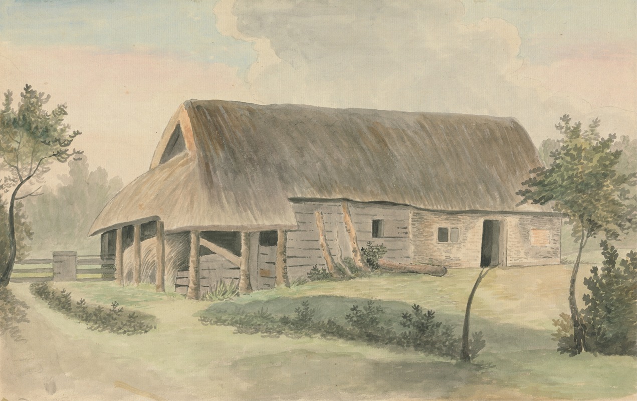 Edward Francis Burney - Thatched-roof Barn