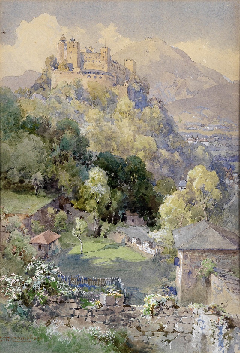 Edward Theodore Compton - Blick auf die Festung Hohensalzburg