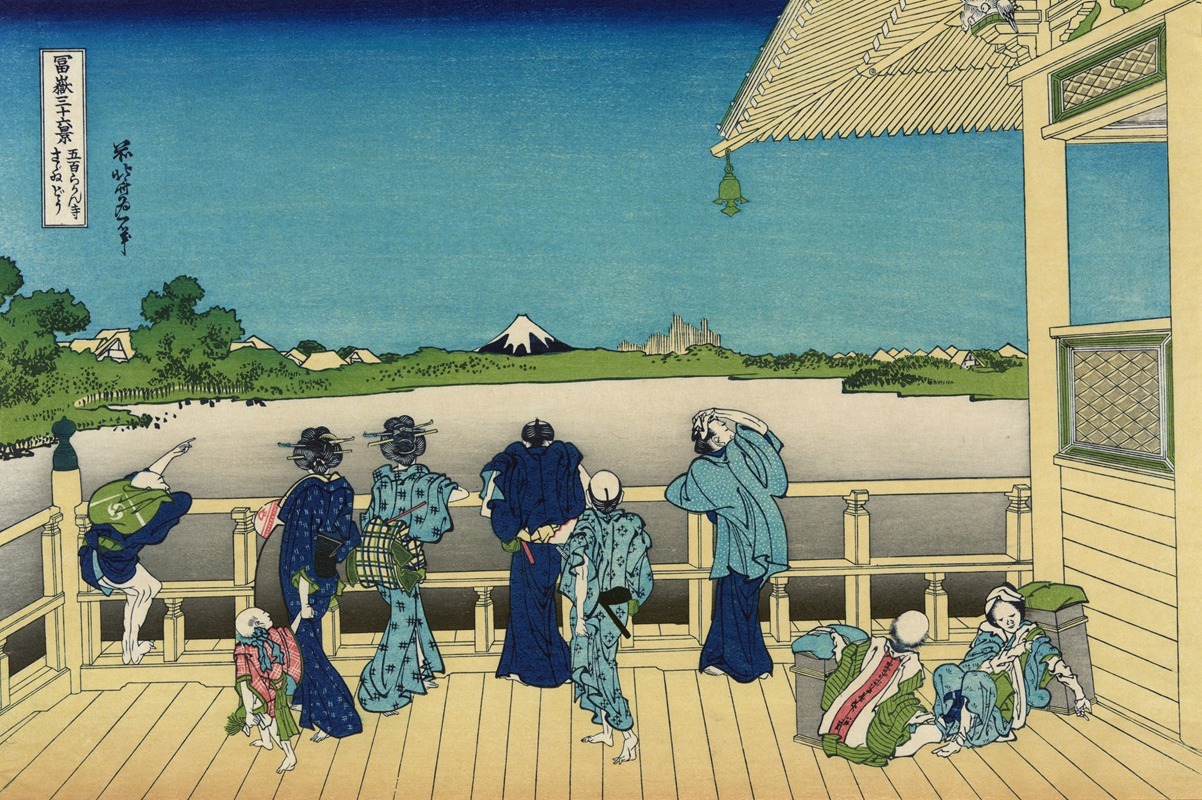 Katsushika Hokusai - Sazai Hall, Temple of Five Hundred Rankan