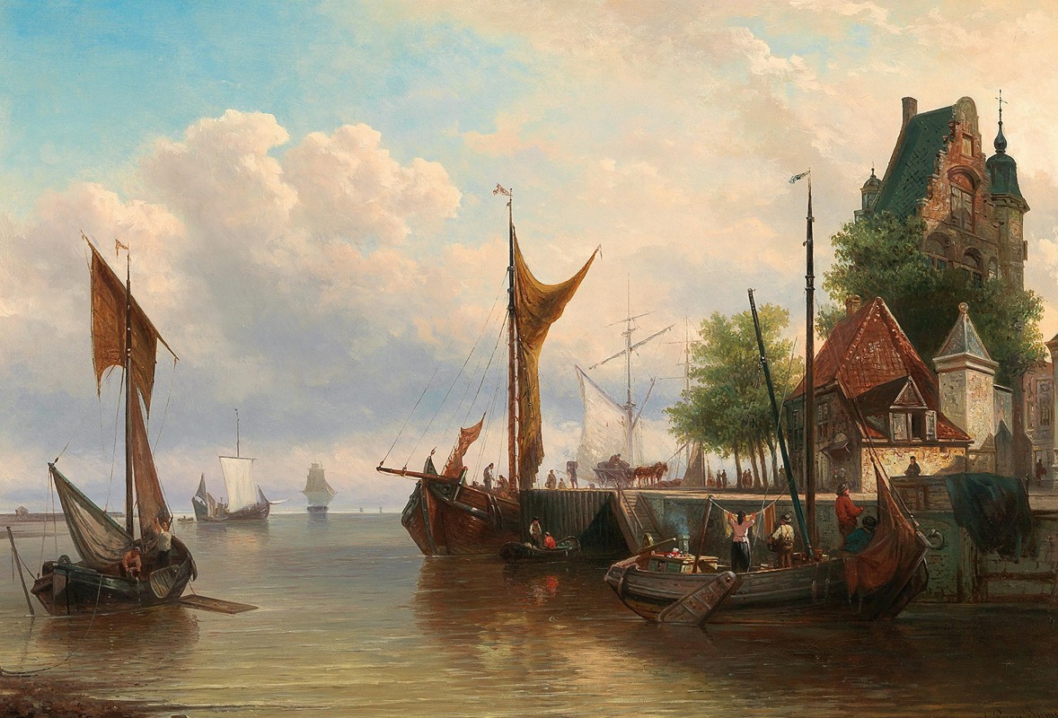 Elias Pieter van Bommel - Sailboats in the harbour