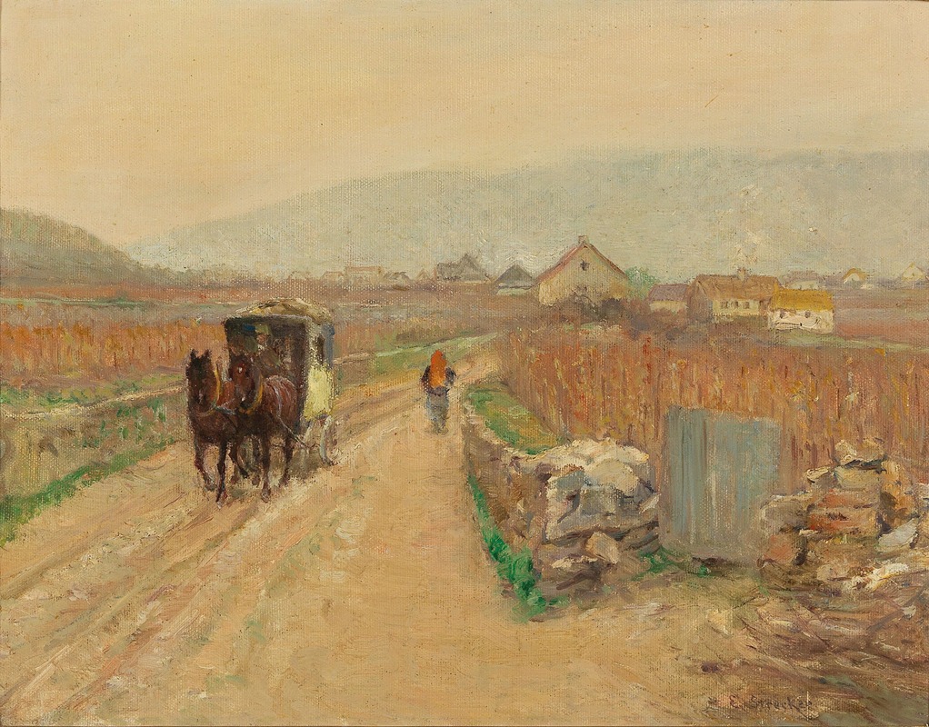 Emil Strecker - Coach on a Village Road