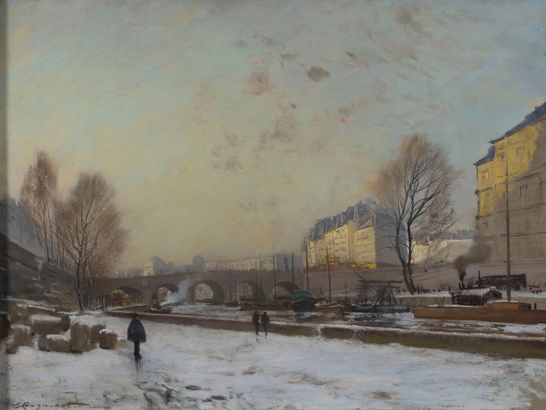 Emile Cagniart - Le Pont-Neuf, berge du quai des Grands Augustins