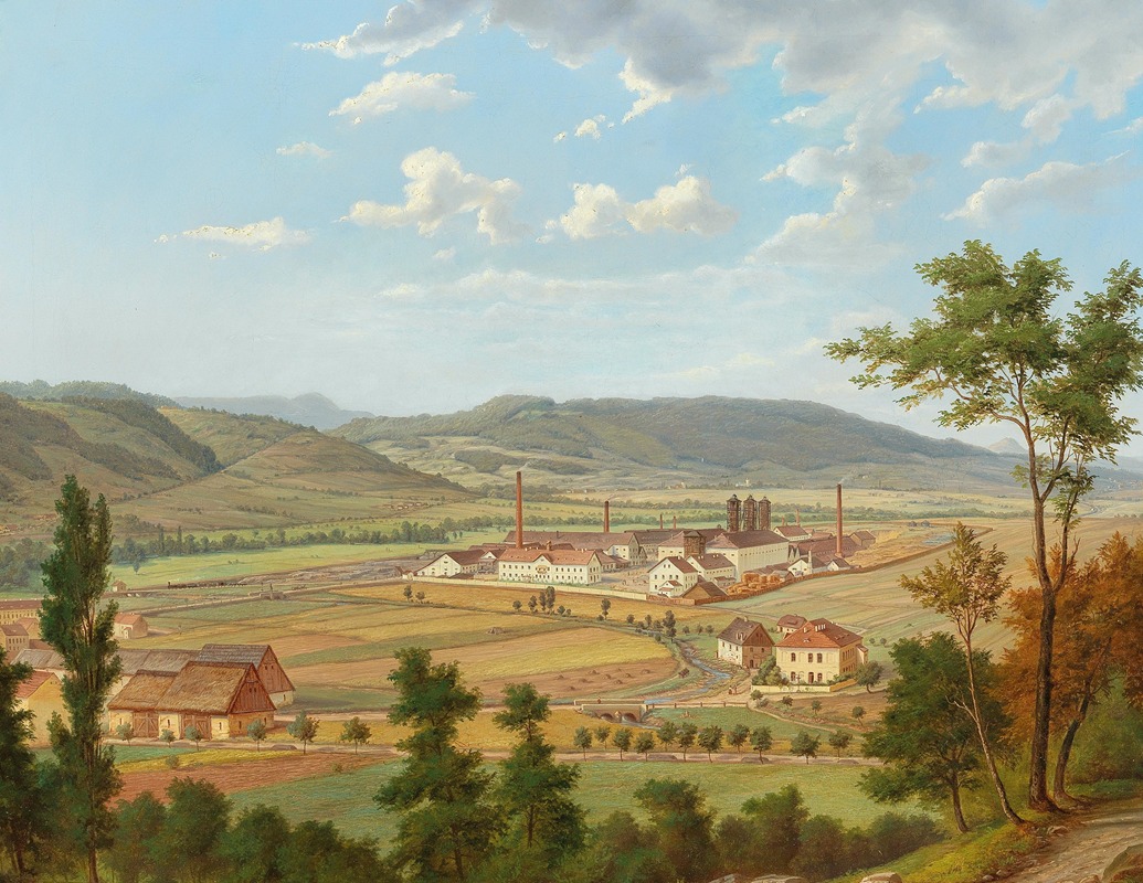 Ernst Gustav Doerell - View of a Factory in Ústí nad Labem