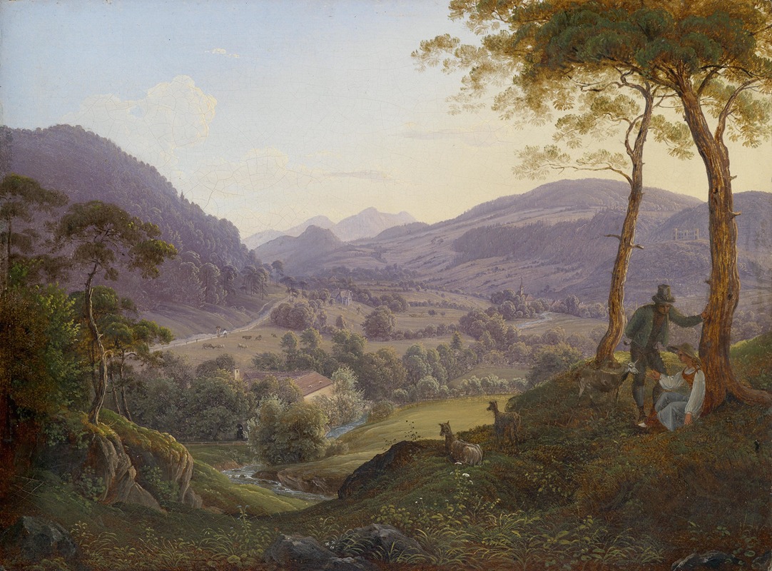 Franz Ludwig Catel - Berglandschaft bei Salzburg mit jungem Paar