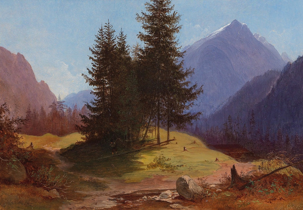Franz Steinfeld - Landscape with Group of Trees and Woodcutters