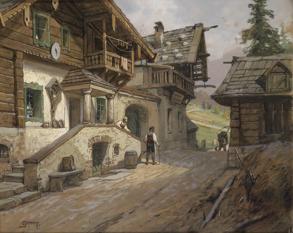 Georg Janny - Dorfstraße in den Alpen