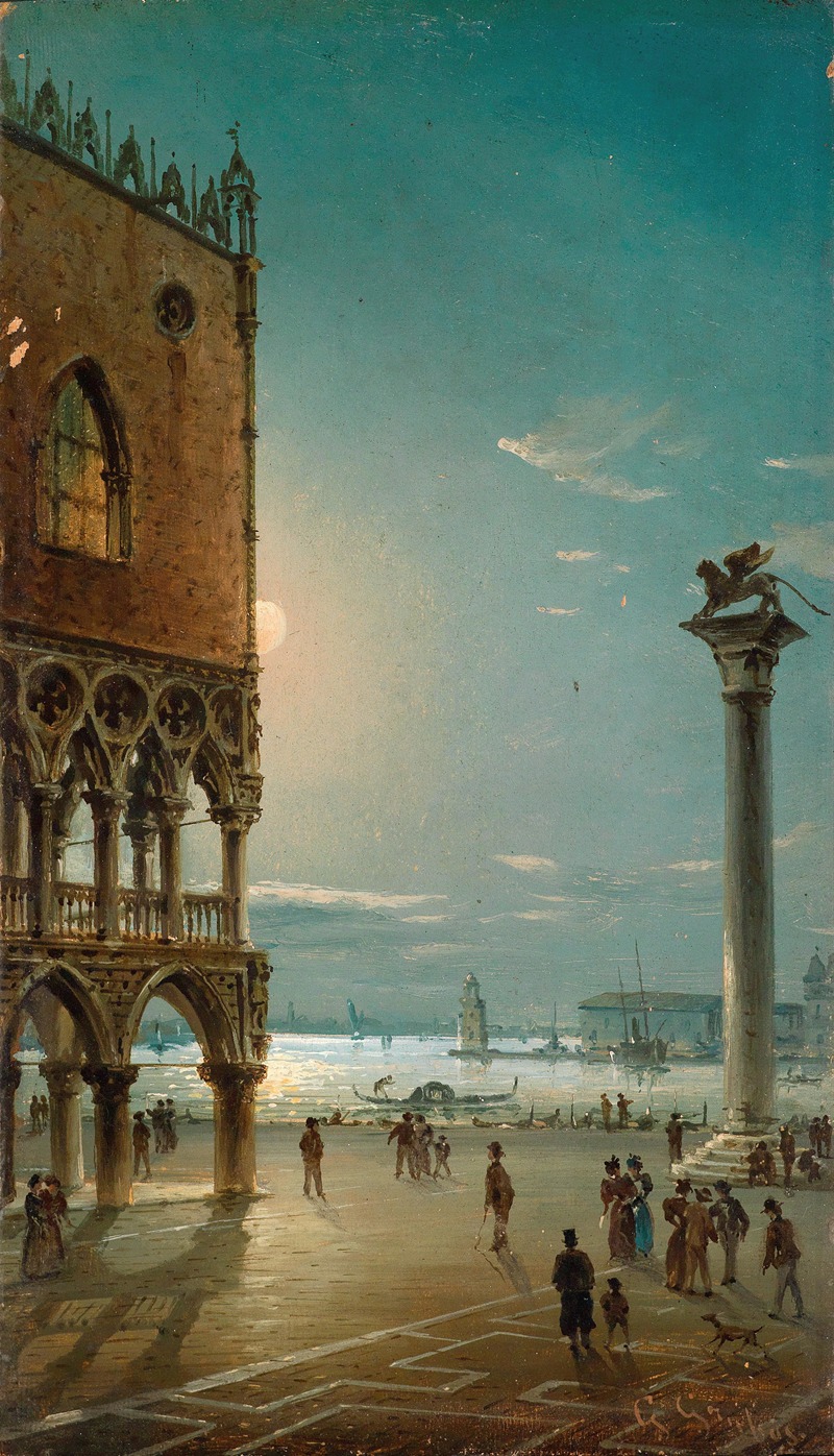 Giovanni Grubacs - Moonlit Night on St Mark’s Square, Venice