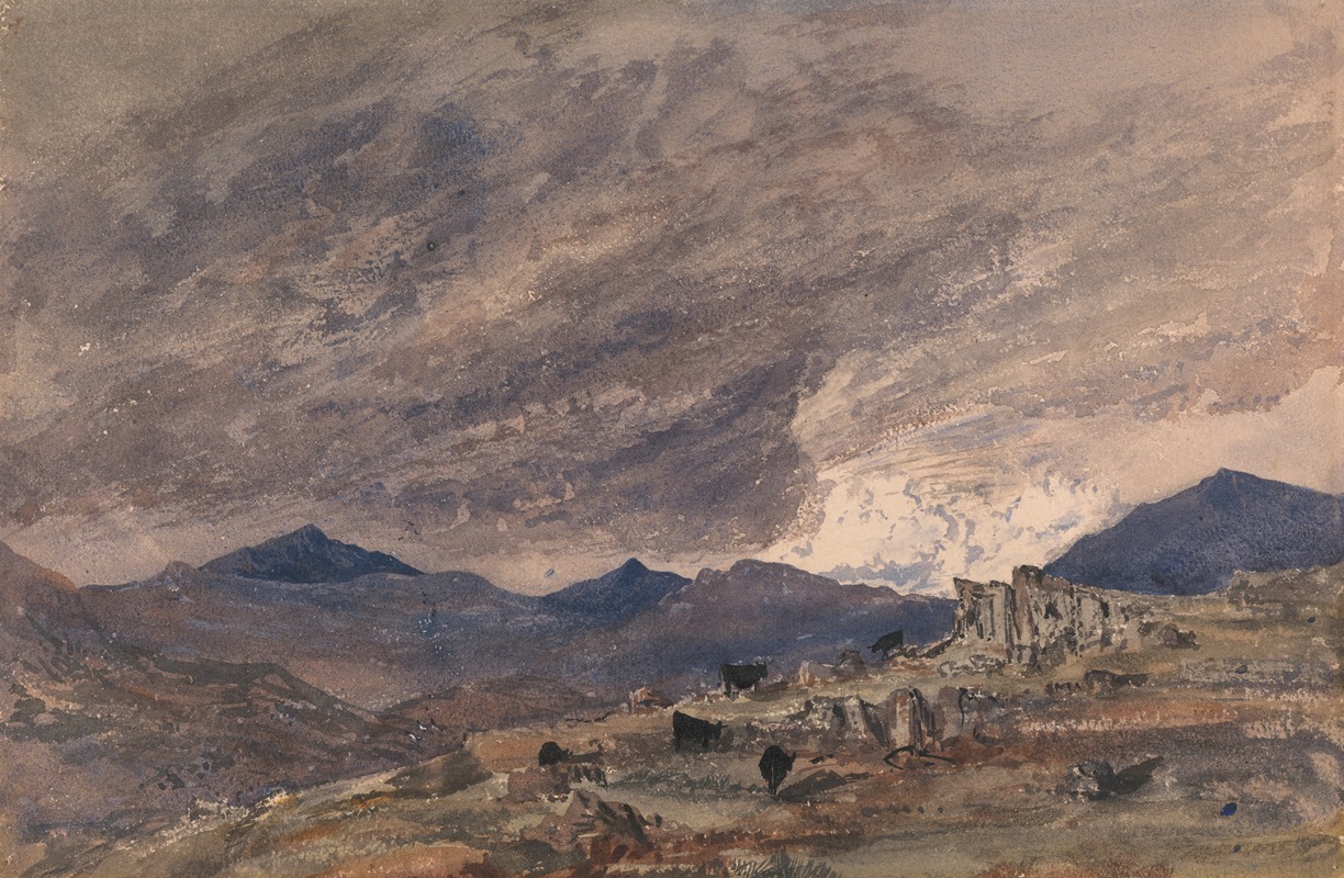 Barbara Bodichon - View of Snowdon with a Stormy Sky