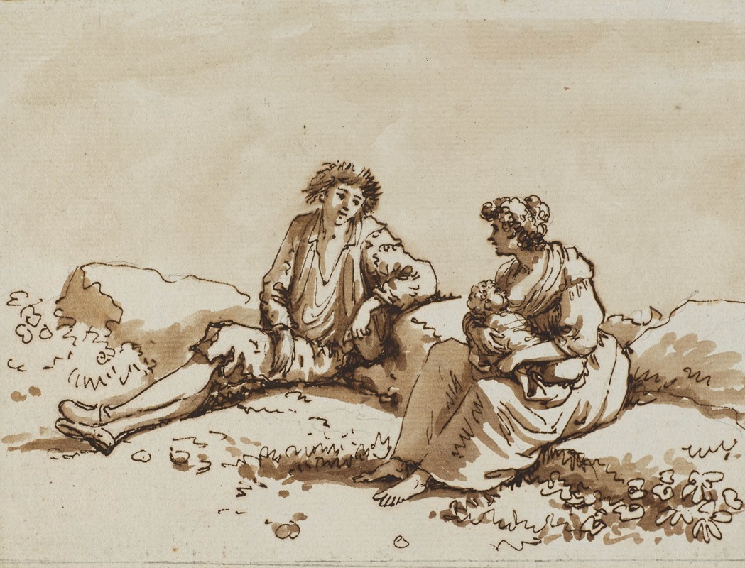 Carlo Labruzzi - Seated Figures for Figure originali dedicare a sua Eccellenza Il Sigre Maggior Generale Hervey