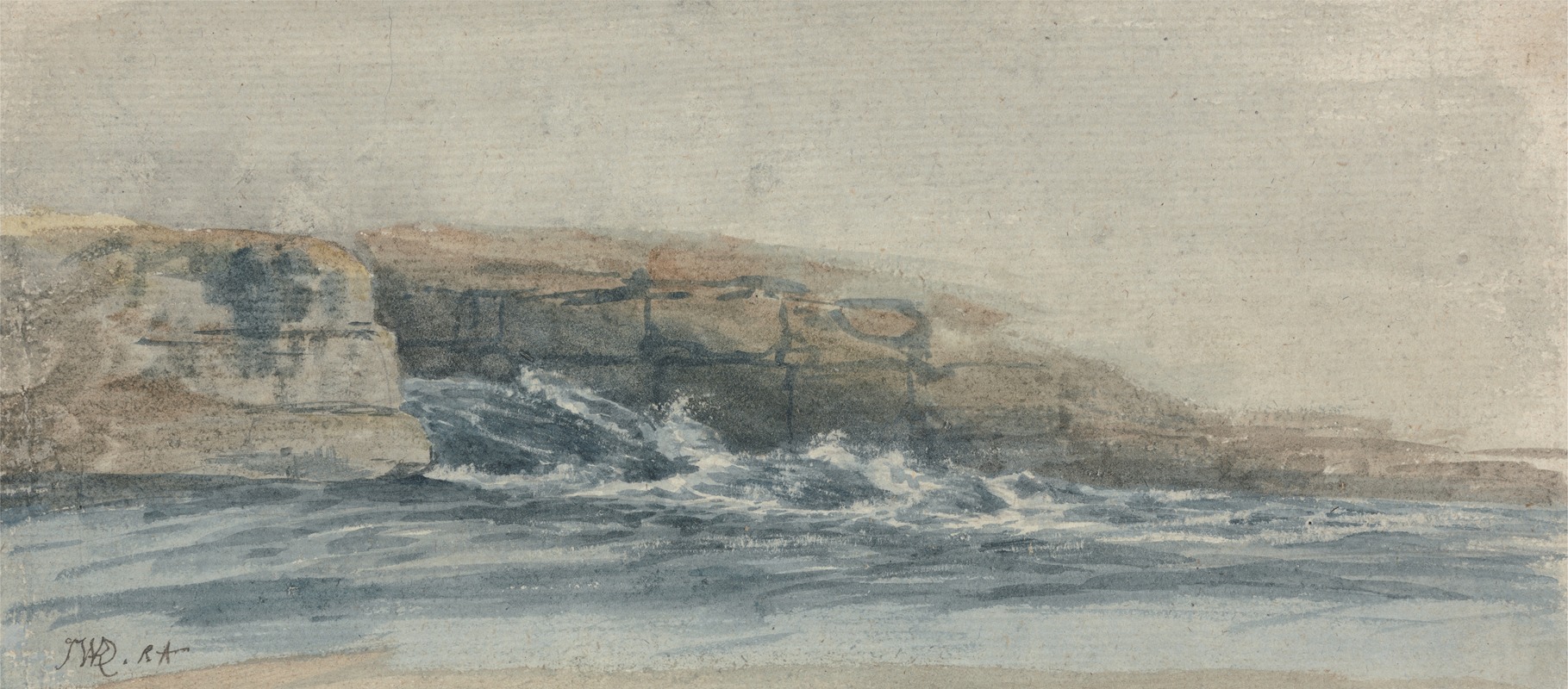 James Ward - Sea Breaking on Stony Cliffs at Left