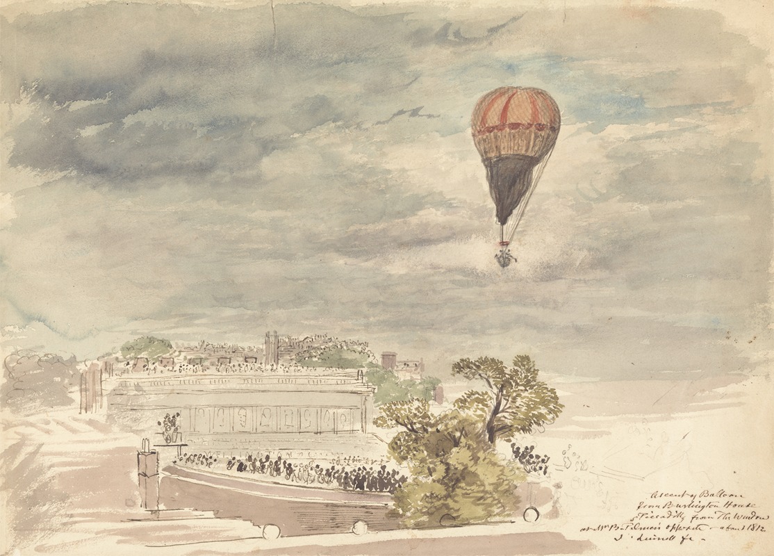 John Linnell - Ascent of Balloon from Burlington House, Piccadilly, from the Window at Mr. B. Palmer’s
