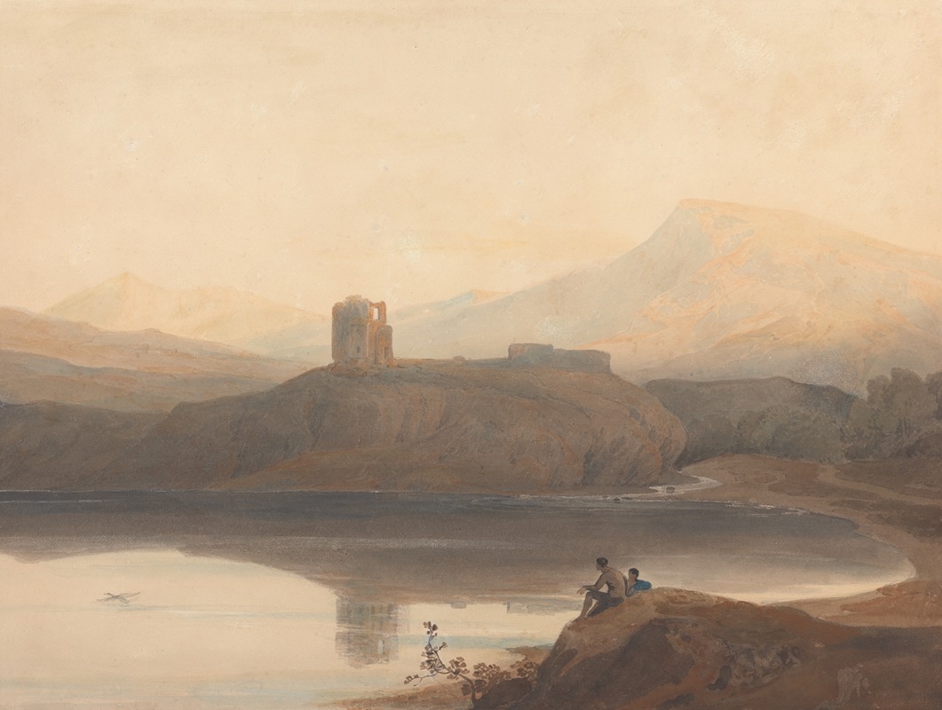 John Varley - Llanberis Lake, with Castle Dolbadern