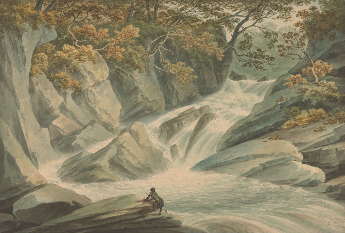 John Warwick Smith - Hafod; Upper Part of Cascade