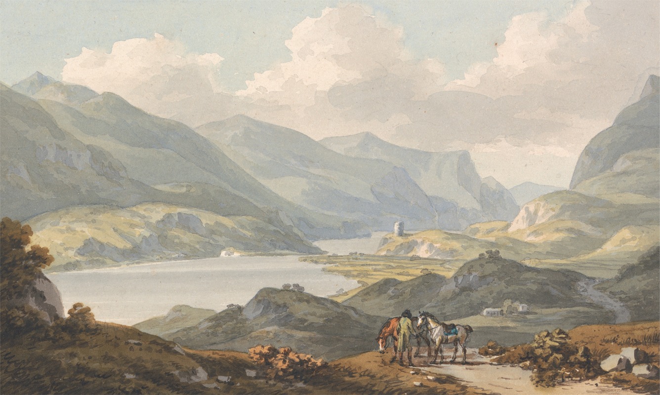John Warwick Smith - The Lakes of Llanberis – from the Road from Caernarfon Going to Llanberis, Caernarfonshire