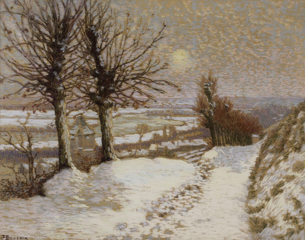 Joseph Félix Bouchor - Paysage; soleil et neige