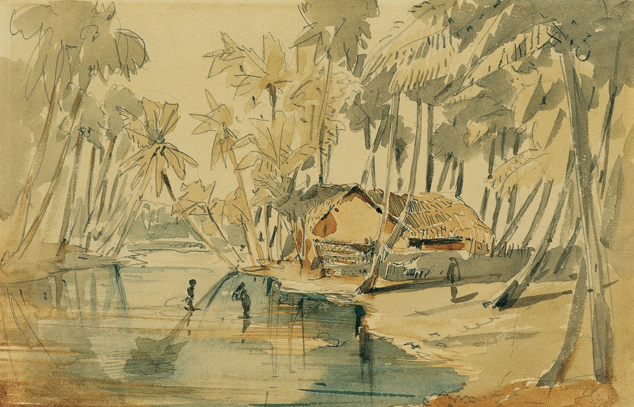 Joseph Selleny - Palmenhain auf Ceylon (Sri Lanka)