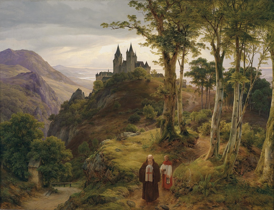 Karl Friedrich Lessing - Romantische Landschaft mit Klosteranlage